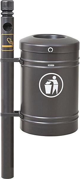 Actual product image SPL GUSTAVIA outdoor waste collector, capacity 40 l, with ashtray, grey. (40 l)