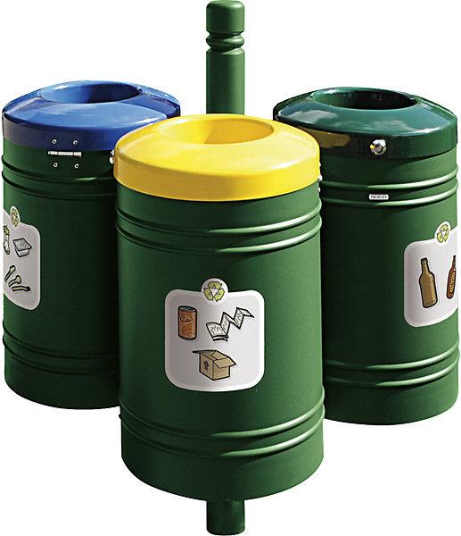 Actual product image SPL GUSTAVIA outdoor waste collector, capacity 3 x 40 l, with set of stickers (120 l)