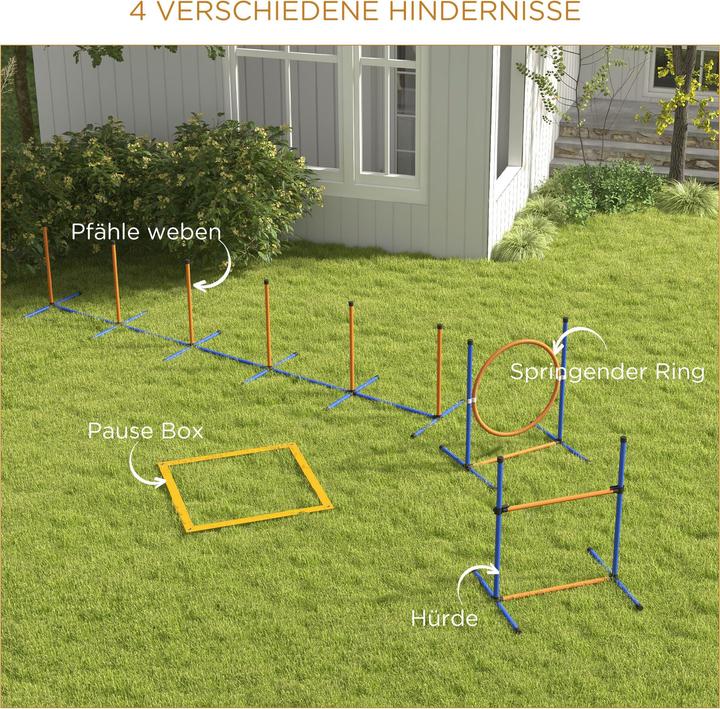 Immagine prodotto PawHut Hunde Agility Set Kunststoff, Oxfordstoff Orange+Blau (Destrezza)
