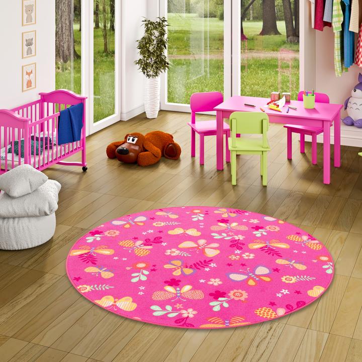 Produktbild Snapstyle Kinder Spiel Teppich Schmetterling Rund (200 x 200 cm)