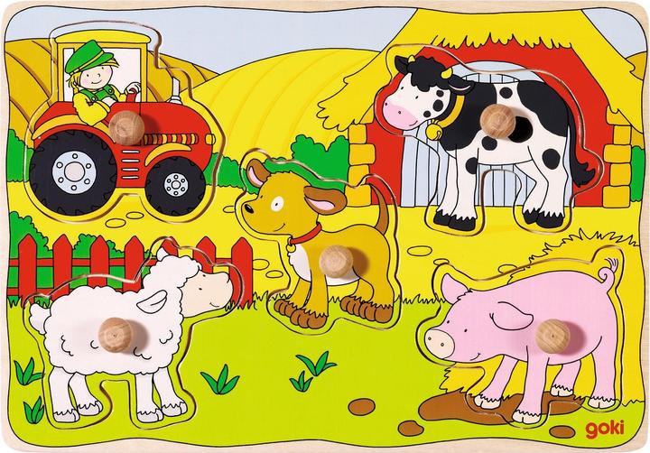 Actual product image Goki Wooden puzzle on the farm (5 pieces)