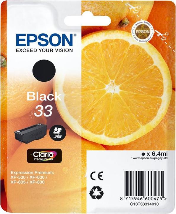 Produktbild Epson C13T3331401033 Tintenpatrone schwarz 250 Seiten ISO/IEC 24711 64 ml Schwarz (BK)