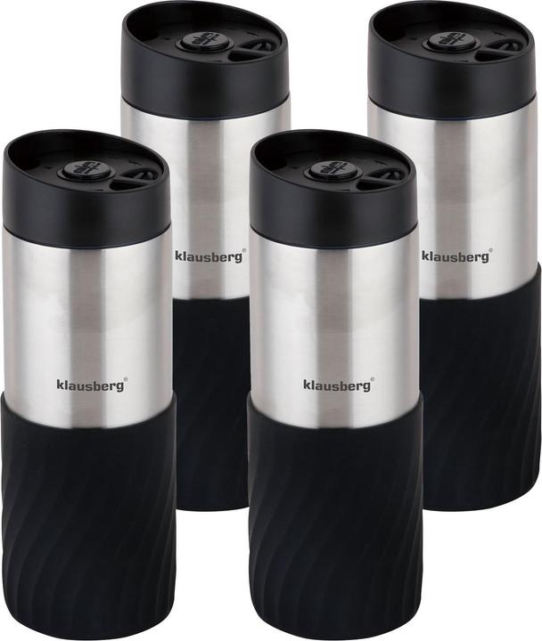 Produktbild Klausberg 4er-Set Doppelwandiger Thermobecher, 420ml, schwarz (0.42 l)