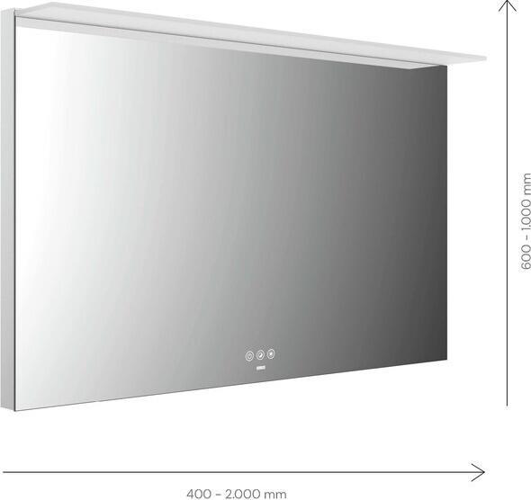 Actual product image Emco MI 200+ LED light mirror, with light sail, touch control panel, width: 800mm, A1020800