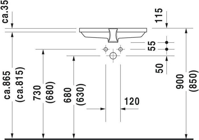 Produktbild Duravit Einbauwaschtisch 2ND FLOOR m ÜL o HLB 525x350mm o HL IB weiss (350 mm, 525 mm)