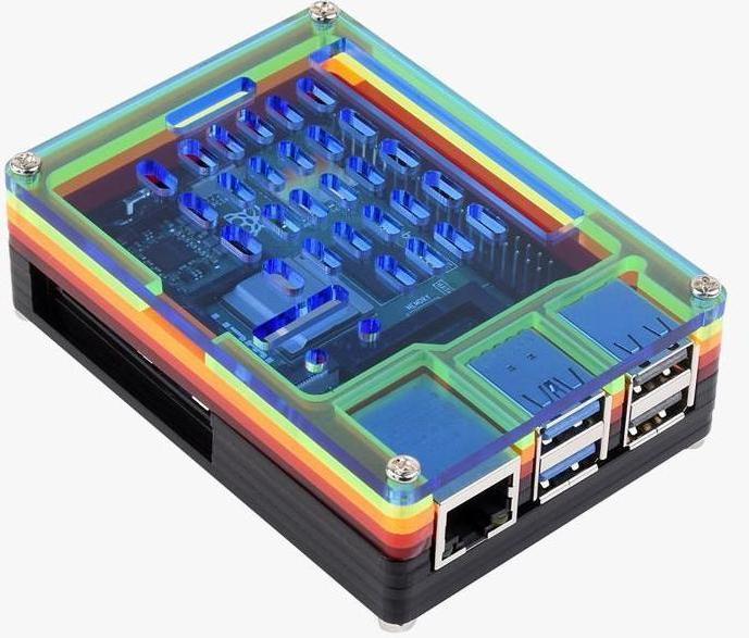 Actual product image Raspberry Pi EB84465 - Rainbow acrylic case for 5 - 26079
