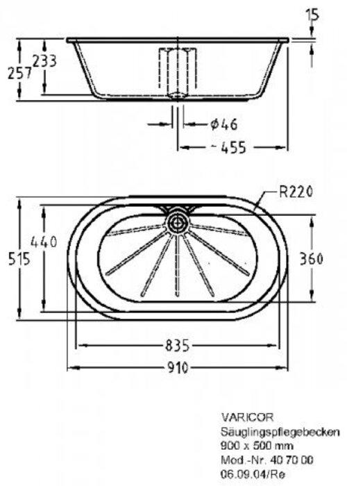Immagine prodotto Geberit Bacino per la cura del bambino Keramag da Varicor 80l (980 mm, 680 mm)