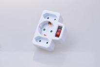Actual product image Filmer Schuko adapter socket with 3-fold plug