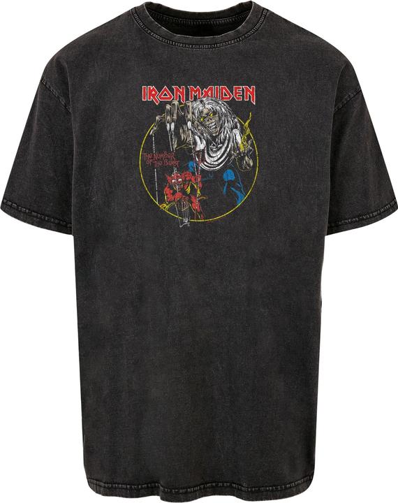 Actual product image Merchcode Iron Maiden - Colours Circle Acid Washed Heavy Oversized Tee - 114515 (XS)