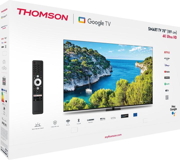 Produktbild Thomson TV 75 4k Smart UHD T2/C2s2 Google TV Frameless Piede (75", LED, 4K)