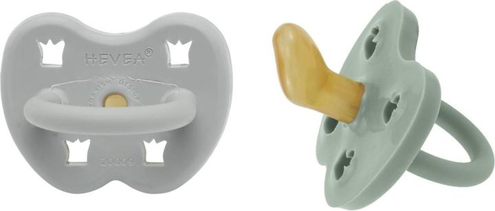 Produktbild Hevea Naturkautschuk Schnuller 2er Pack, Gorgeous Grey & Sage - kiefergerecht (2 x, bis 6 Monate)