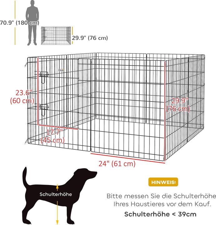 Image du produit PawHut Welpenauslauf Metall Schwarz