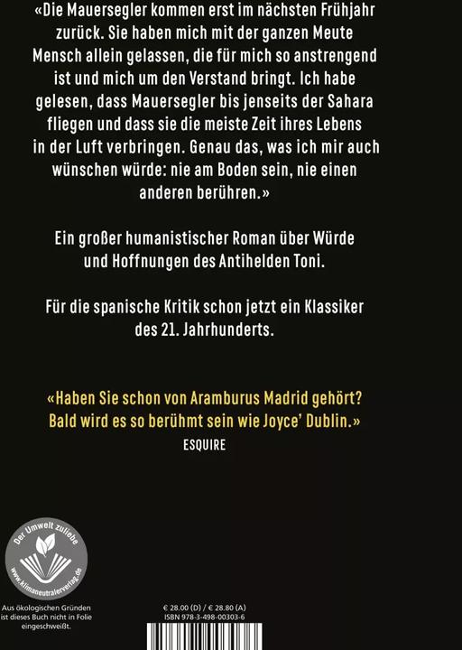 Produktbild Die Mauersegler (Deutsch, Fernando Aramburu, 2022)