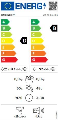 Energie-Label Bauknecht WT AO 86 43 N
