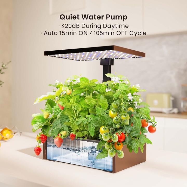 Produktbild Wiltec Indoor Gartensystem braun Kräutergarten Mini Garten für drinnen LED