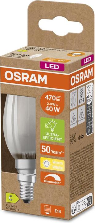 Actual product image Osram 4099854066085 LED EEK C (A - G) E14 candle shape 2.9 W = 40 W Warm white (Ø x (E14, 2.90 W, 470 lm, 1 x, C)