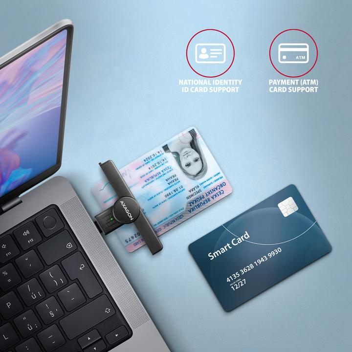Actual product image Axagon CRE-SMPC USB-C Smart Card PocketReader (USB 2.0)