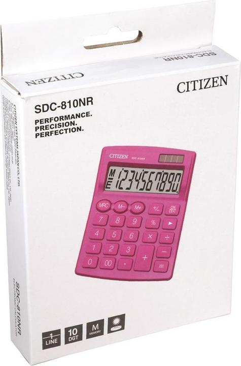 Productafbeelding Citizen rekenmachine rekenmachine SDC810NRPKE, roze, bureaublad, 10 plaatsen, dubbele voeding (Batterijen)