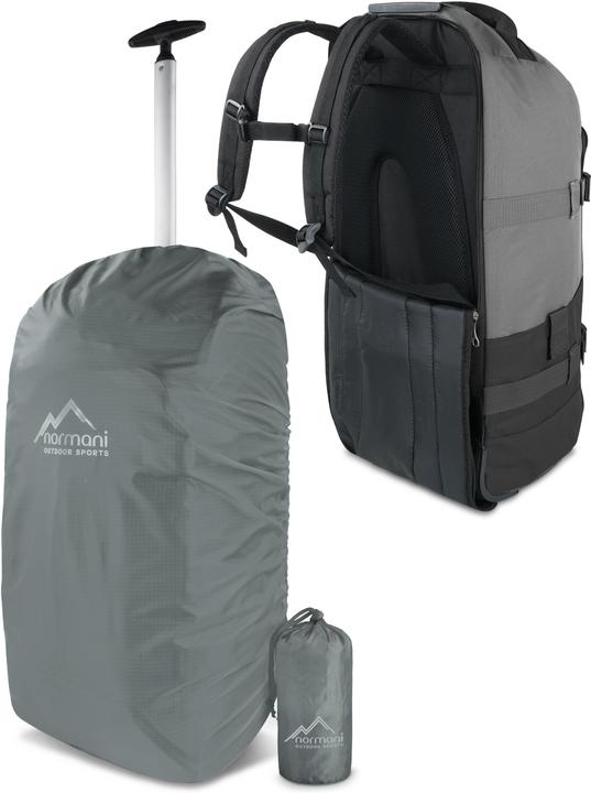 Immagine prodotto Normani Reisetasche mit Rucksackfunktion 90L mit Regenüberzug Schwarz/Grau (90 l, L (90 - 115l))