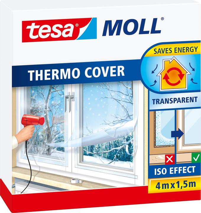 tesa tesamoll THERMO Isolierfolie zur Wärmedämmung an Fenstern (1500 mm)