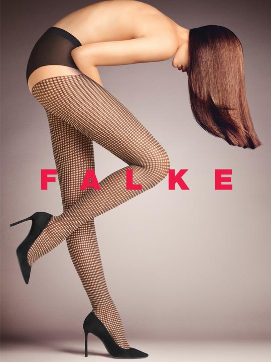 Actual product image Falke Houndstooth tights, colour 3009 black, size 38-40 (15 DEN, 38 - 40)