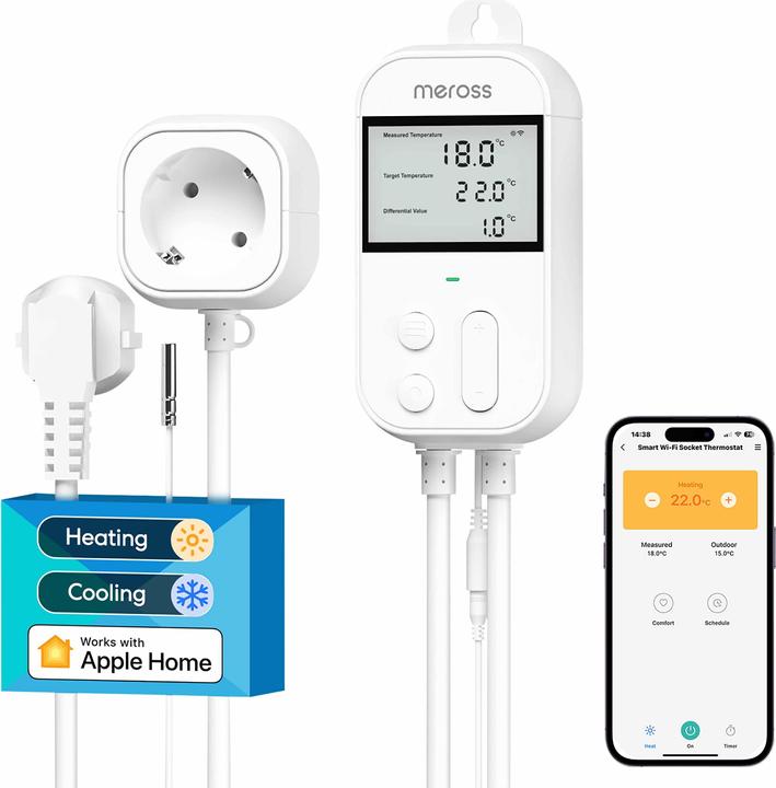 Immagine prodotto Meross Smart Home Wi-Fi Termostato/ Riscaldamento & Raffreddamento Mts200bhk