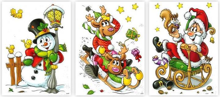 Produktbild Hermex 9er Set Fensterbilder Weihnachtsmotive Sticker Haftbild Fensterdeko