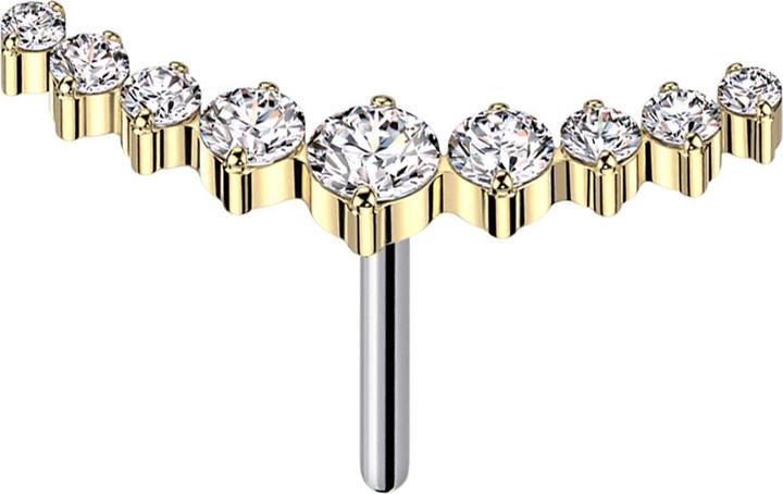 Star Piercing Threadless gebogen vergoldet neun runde Kristalle silber (ohne Messing, Titan G23)