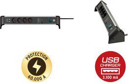 Actual product image Brennenstuhl ALU-Office-Line 4gang, USB 3.1A *DE* 60kA/o.Filter - 1,8m H05VV-F3G1,5 (4 x, CEE7, 1.80 m)