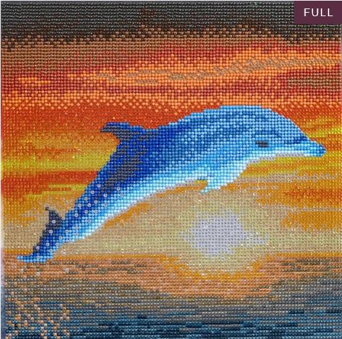 Produktbild Craft Buddy Delphin Sonnenaufgang, Bild 30x30cm Crystal Art