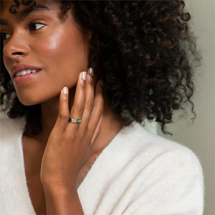 Image du produit Ti Sento Milano Bague vert malachite bicolore plaqué or 12202MA (56, Argent 925)