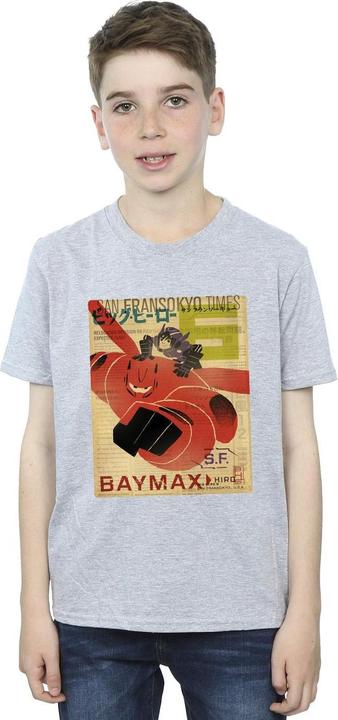Actual product image Disney Boys Big Hero 6 Baymax Flying Baymax Newspaper T-Shirt (116)