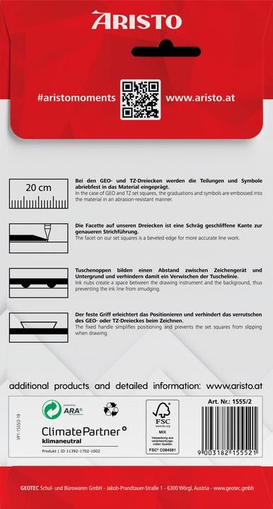 Valeurs nutritives et ingrédients Aristo Equerre avec facette et picots d'encrage (225 mm)