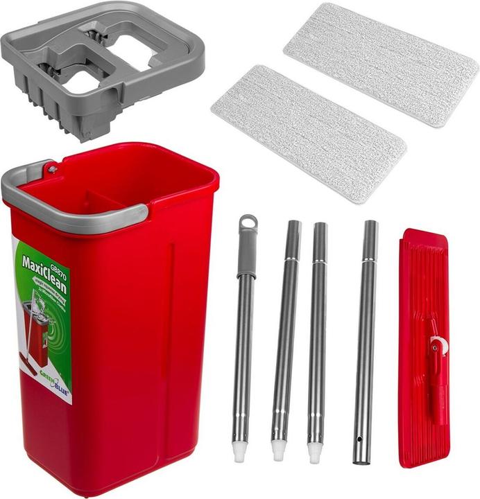 Actual product image Greenblue Flat broom + bucket + telescopic pole + 2 x Microfiber mat 5.7 L floor cleaning XXL set swivel head (1 pcs.)