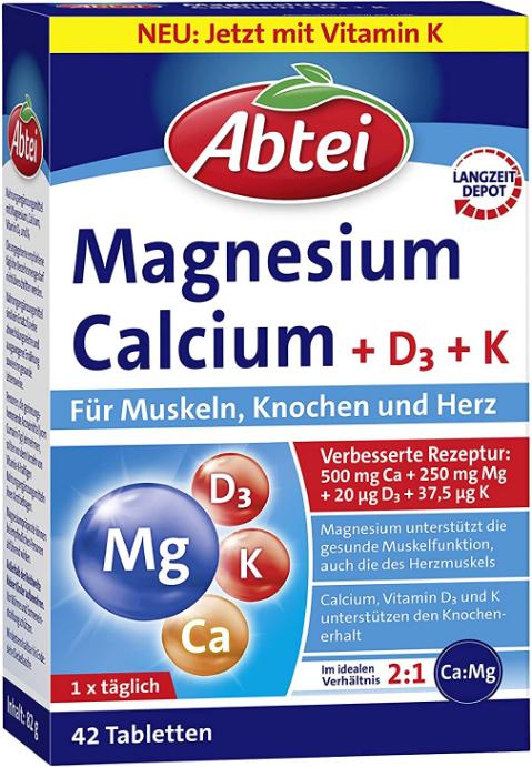 Image du produit Abtei Magnésium+Calcium+D3+K cpr (42 pièce(s), Cachets)