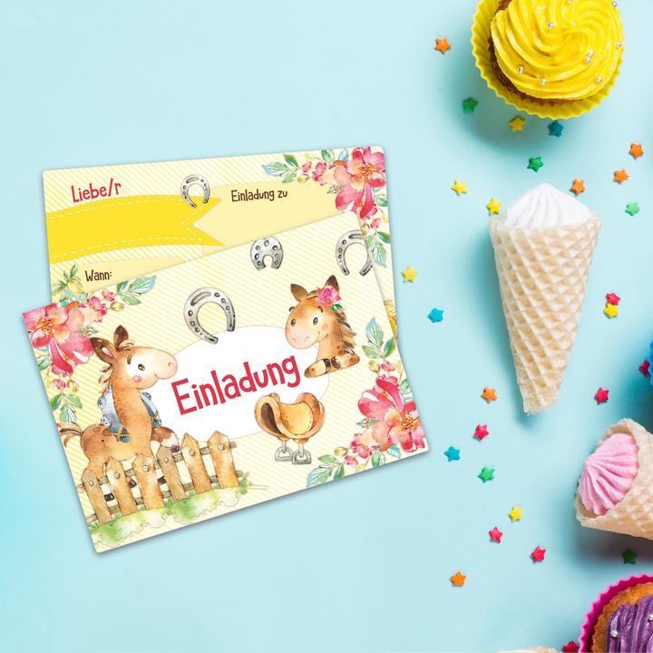 Image du produit Papierdrachen 12 cartes d'invitation pour un anniversaire - Chevaux (12 pcs)