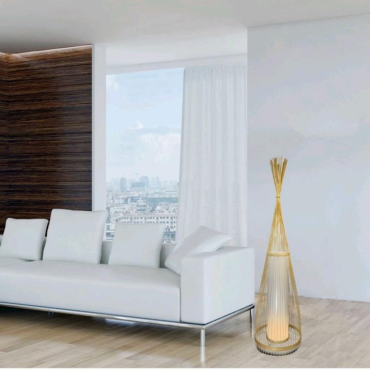 Actual product image V-TAC VT3100 Wood Floor Lamp Rattan Lampshade (E27)