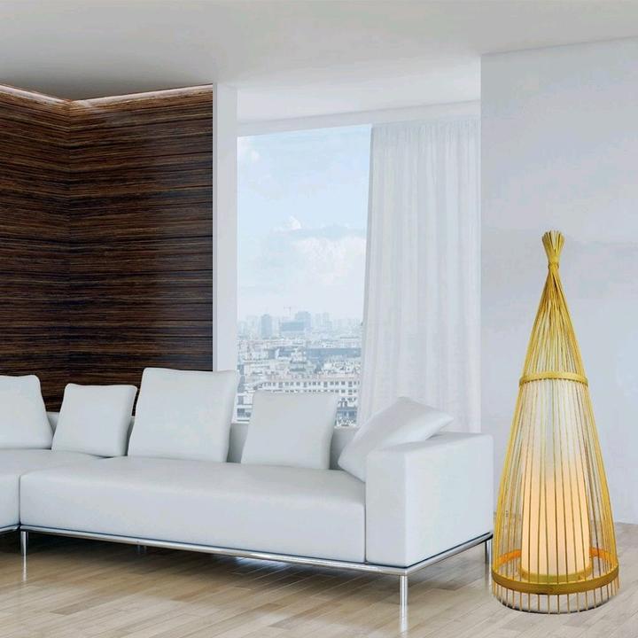 Produktbild V-TAC VT4150 Holz Bodenlampe Rattan Lampenschirm (E27)