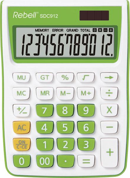 Image du produit Rebell RE-SDC912GR Calculatrice de bureau SDC912, calculatrice de bureau à 12 chiffres pour le bureau et (Cellules solaires, Piles)