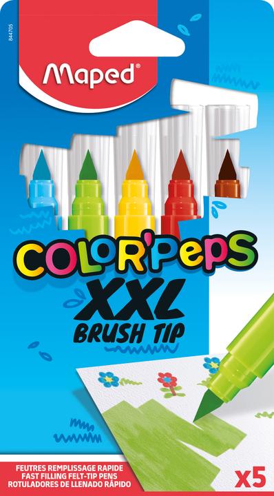Produktbild Maped Fasermaler XXL COLOR'PEPS BRUSH TIP, 5er Kartonetui (Mehrfarbig, 5 x)