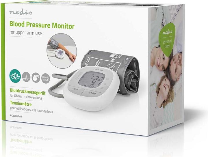 Immagine prodotto Nedis Misuratore di pressione del braccio superiore bianco (Sfigmomanometro per braccio)