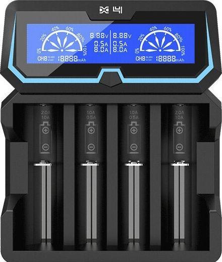 Xtar Batterieladegerät für X4 18650 AA AAA-Zellen Ni-MH Li-Ion 4 Plätze (1 Stk., 12650, 13500, 13650, 14500, 14650, 16340, 16650, 17335, 17355, 17500, 17650, 17670, 18350, 18490, 18500, 18650, 18700, 20650, 21700, 22650, A, Sub-C, AA, AAA, Ladegerät inkl. Akku)