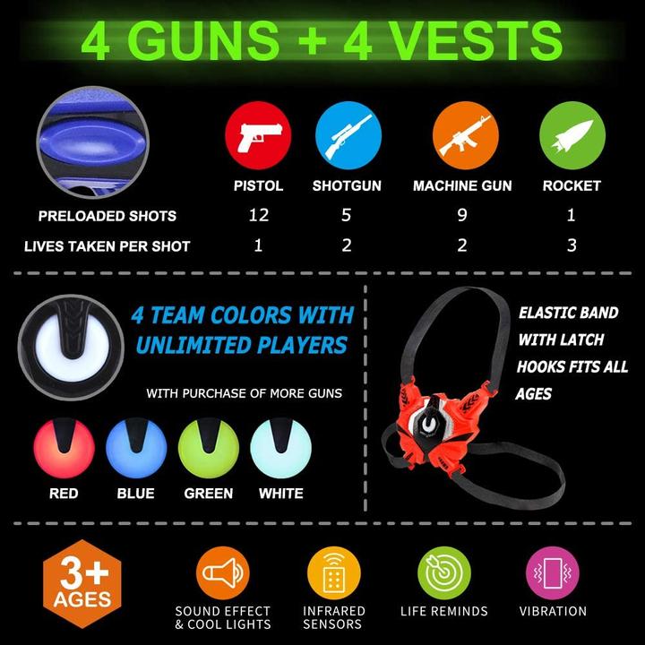 Image du produit Tinoteen Kit pistolet laser tag avec gilets