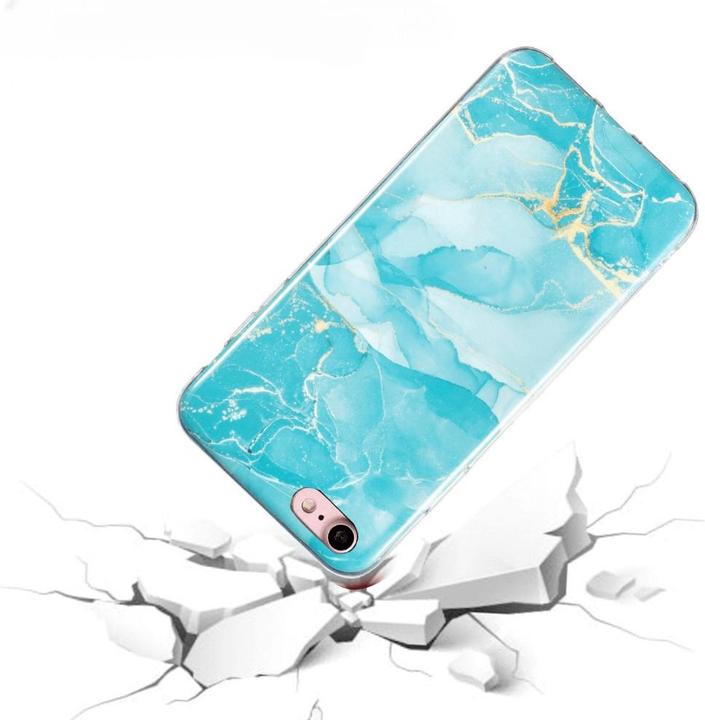 Actual product image Cover-Discount iPhone SE / 8 / 7 - Silicone Rubber Case Cyan Marble (Apple iPhone 8, Apple iPhone 7)