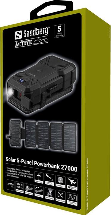 Actual product image Sandberg Solar 5-Panel (27000 mAh, 20 W, 99.90 Wh)