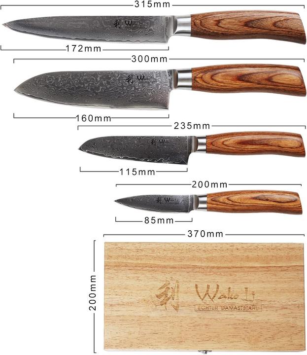 Immagine prodotto Wakoli Set di 4 coltelli Damasco EDIB Serie Pro (17 cm)