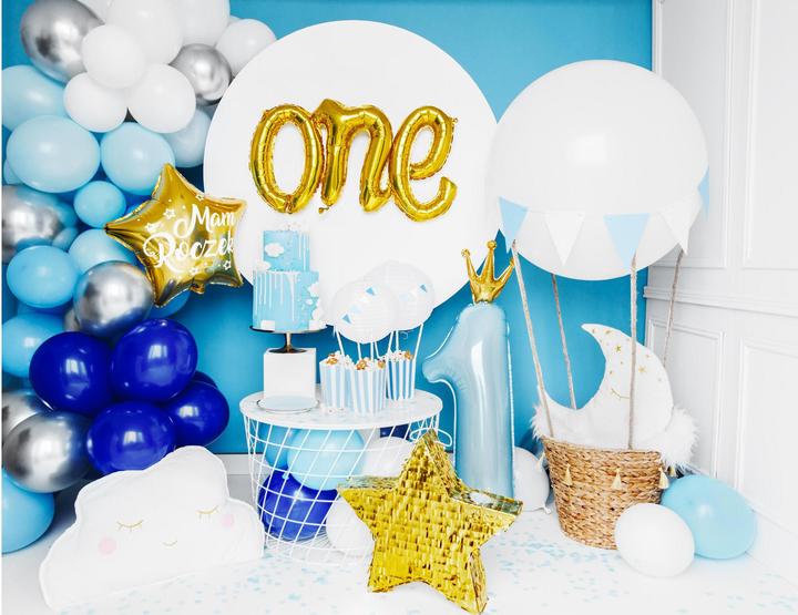 Produktbild Partydeco Bogen aus Luftballons Blau und Silber (1 x)