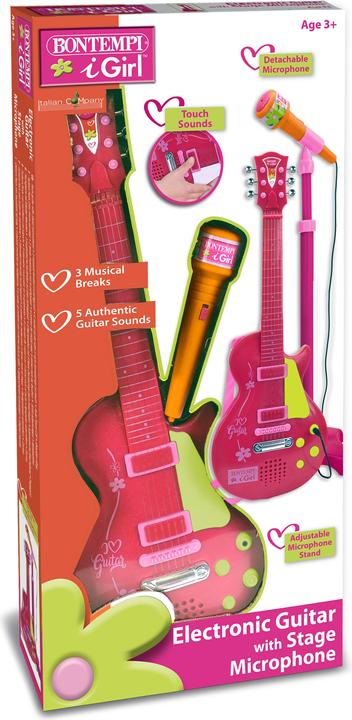 Produktbild Bontempi E-Gitarre mit Mikrofon Pink (Multilingual)
