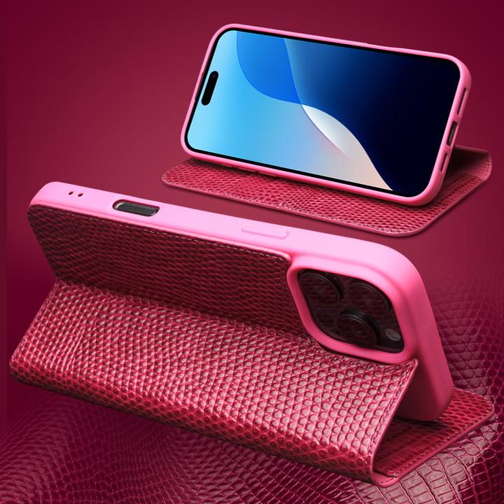 Image du produit QiAlino Fourre Flip Croco cuir véritable (Apple iPhone 16 Pro Max)