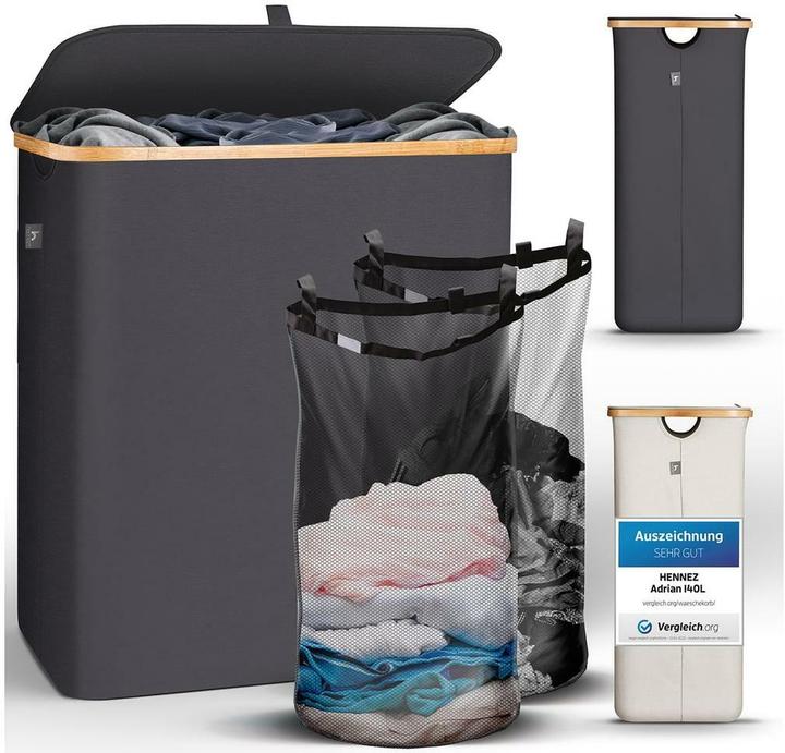 Image du produit Hennez Wäschekorb Adrian 140 l, Anthrazit, Detailfarbe (140 l)